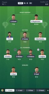 SBMF vs NBB Today’s Dream11 Fantasy Team